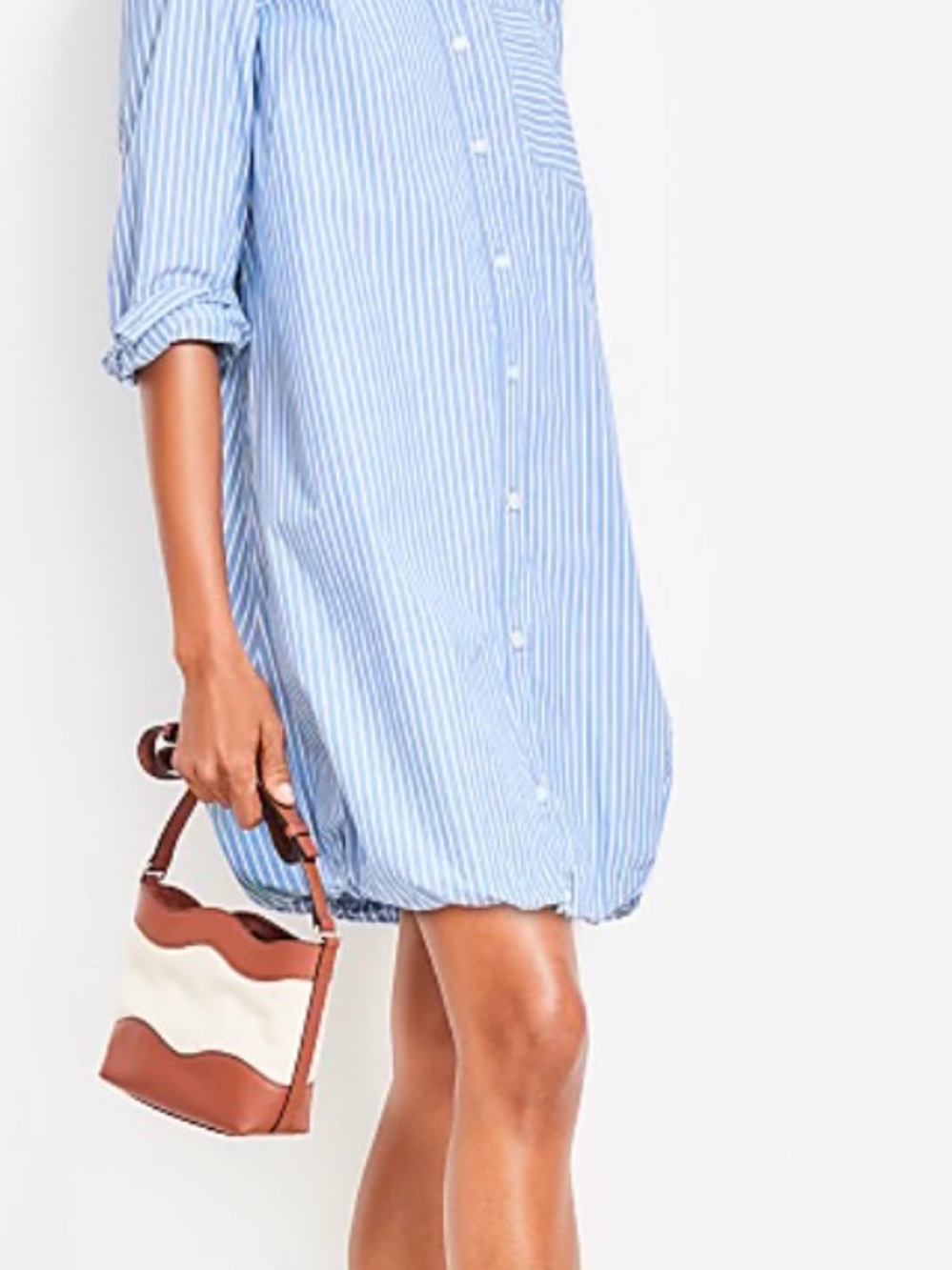 Loft-Blue & White Striped Shirt Dress